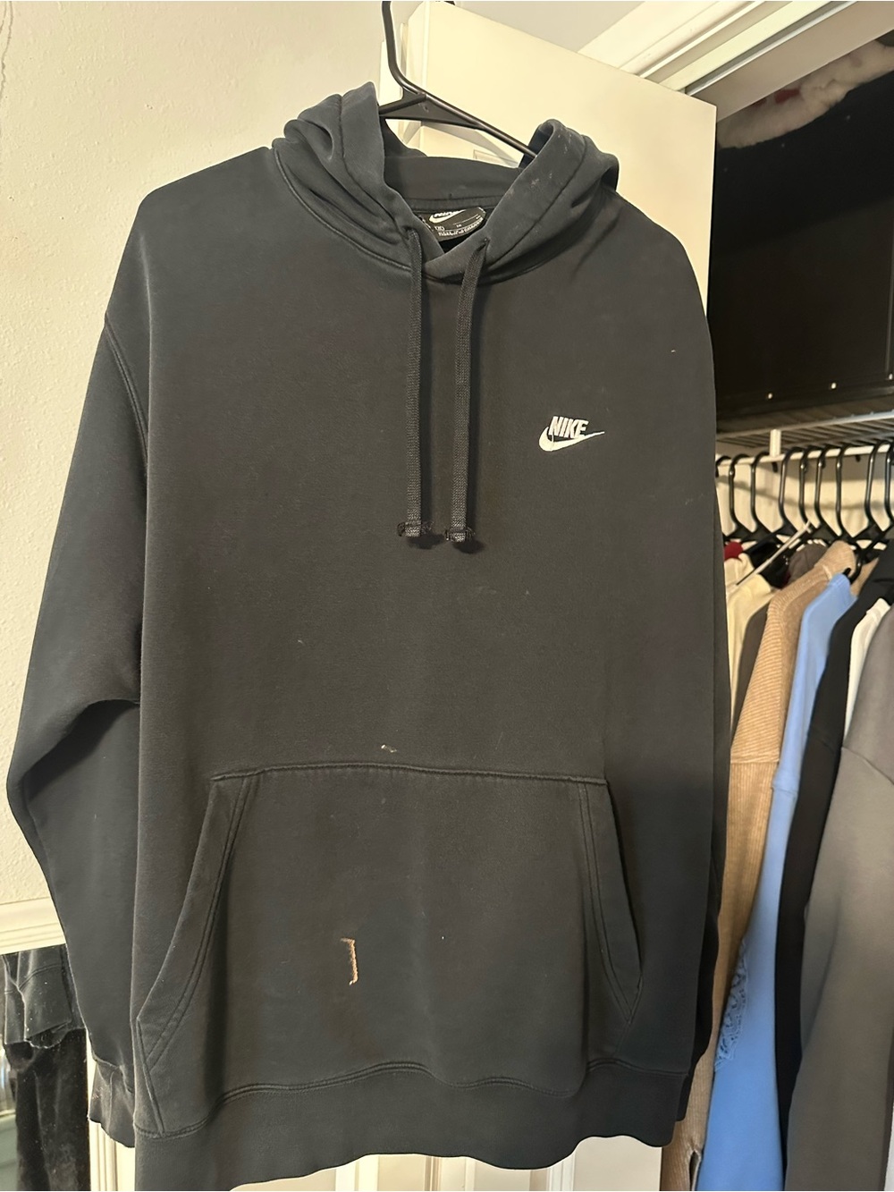 Nike Black Pullover Hoodie with Small White Logo